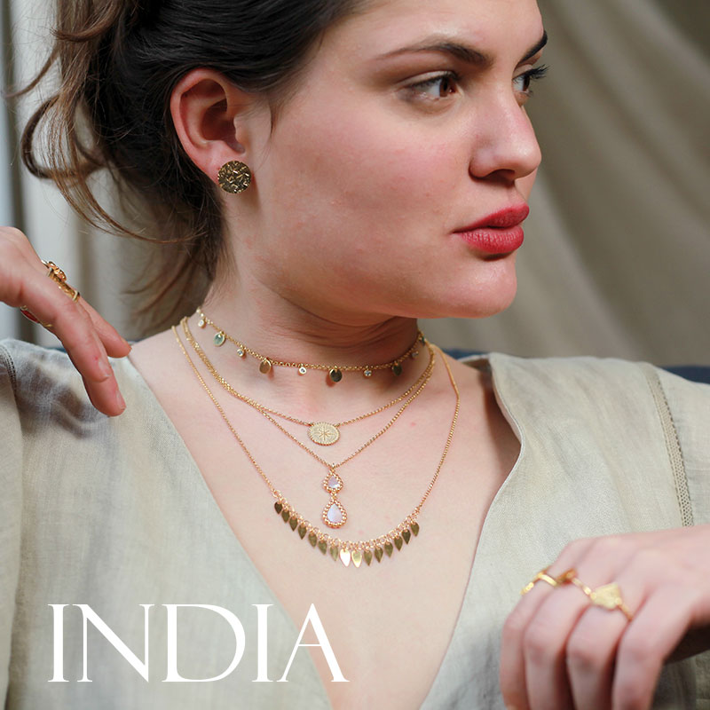 Sautoir INDIA en argent 925/1000 doré avec pampilles