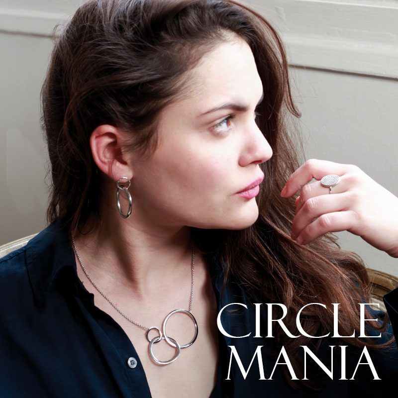 Collier collection CIRCLE MANIA avec cercles entrelacés en argent 925/1000 rhodié