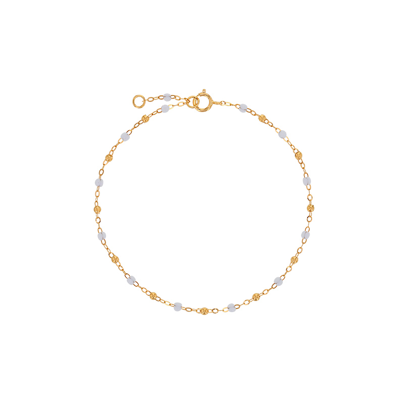 Bracelet maille forçat Or 750/1000 avec perles résine blanches