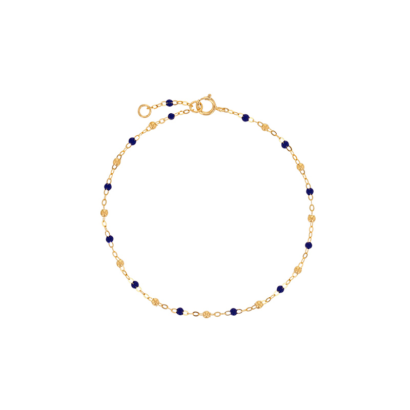 Bracelet maille forçat Or 750/1000 avec perles résine bleues