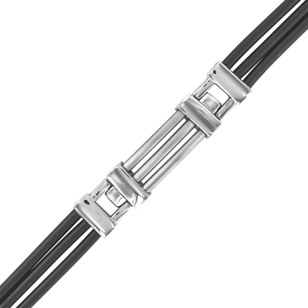 Bracelet caoutchouc et acier 21cm