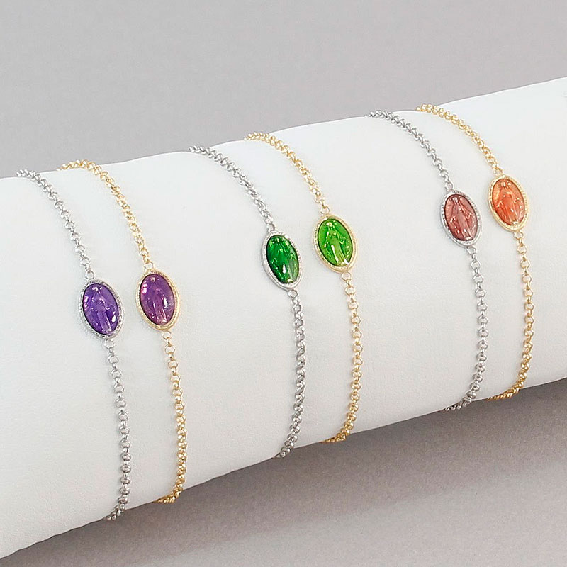 Lot de 10 bracelets miraculeuse - 5 Argent 925/1000 rhodié et 5 Argent 925/1000 doré avec émail