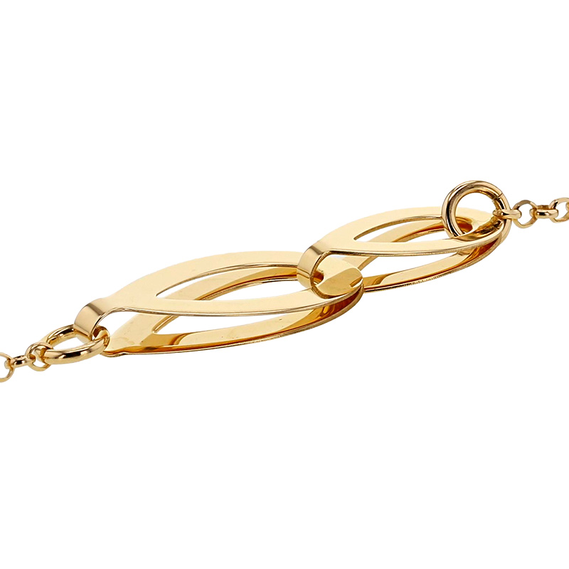 Bracelet 2 gouttes doublées maille jaseron, argent 925/1000 doré