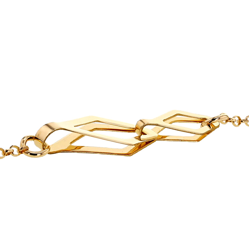 Bracelet 2 losanges doublés maille jaseron, argent 925/1000 rhodié