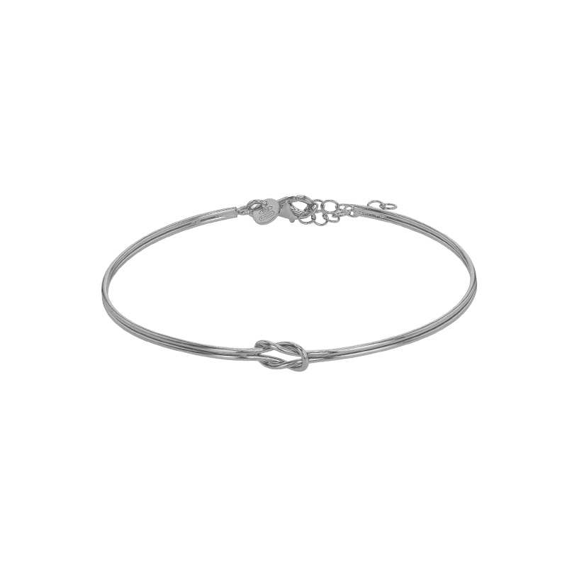 Jonc rigide noeud de l'amour, argent 925/1000 rhodié
