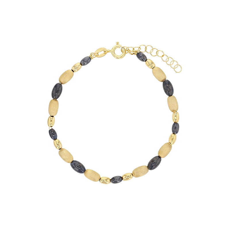 Bracelet ronds forme ovales brossés en ruthénium, argent 925/1000 doré