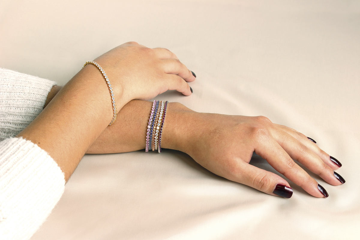 Bracelet Tennis en argent 925/1000 rhodié et oxydes, diam. 2,75mm