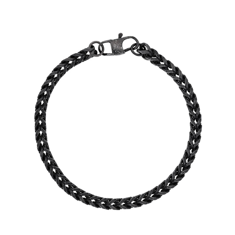 Bracelet maille gourmette, acier vieilli