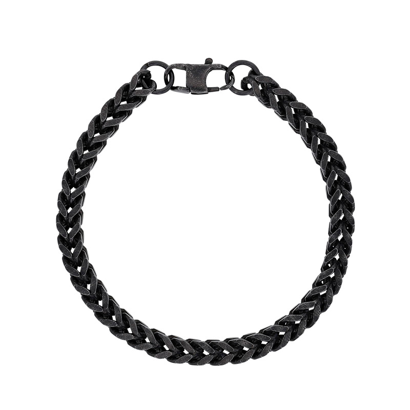 Bracelet maille queue de renard, acier vieilli
