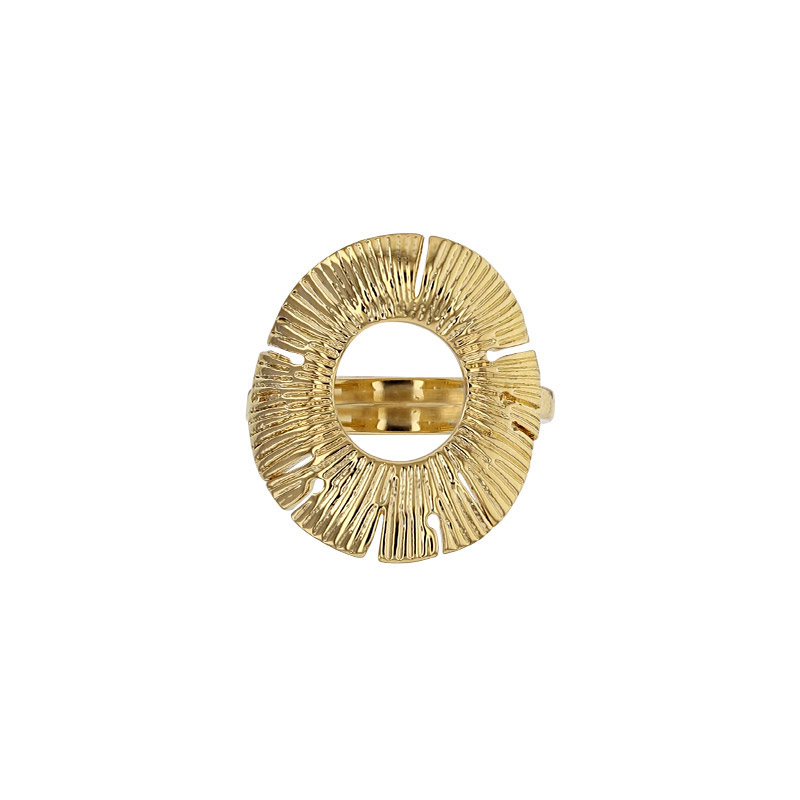 Bague ronde ajourée et ciselée Inspiration végétale en Plaqué or
