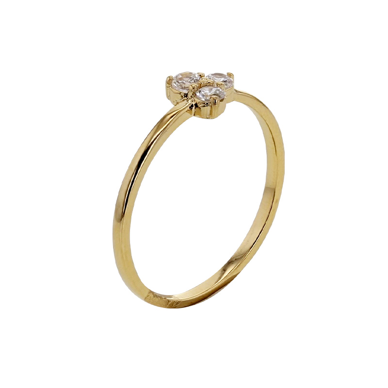 Bague ornée de 3 oxydes, plaqué or