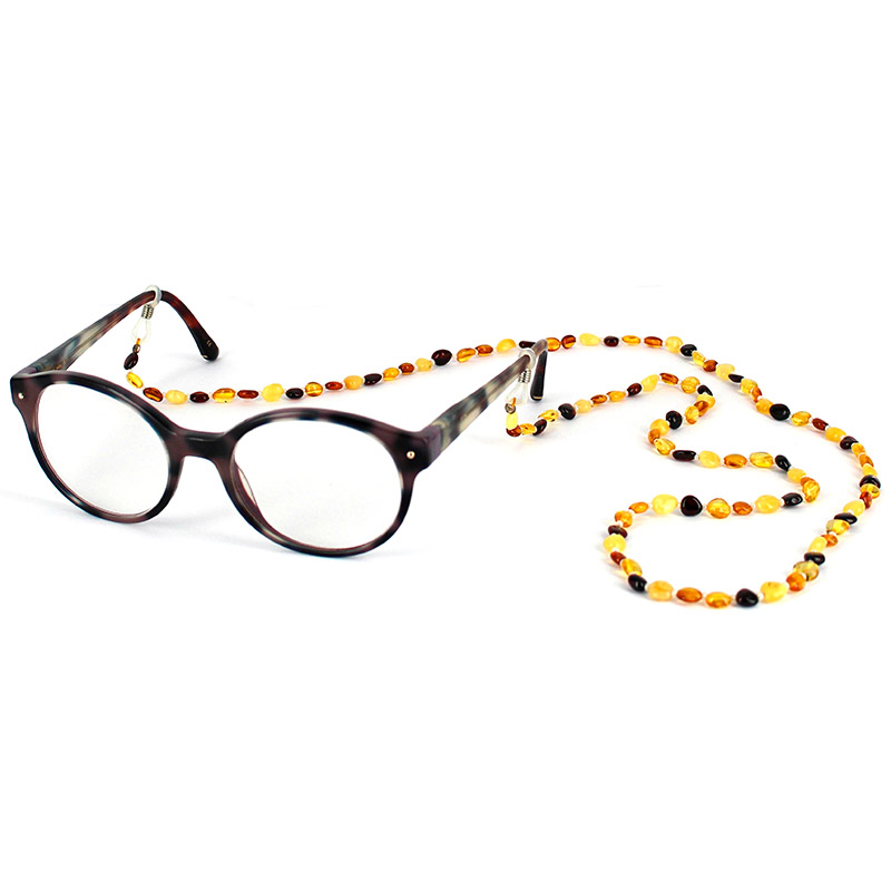Chaîne de lunettes Ambre cognac, miel et cerise