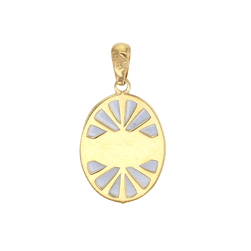 Médaille Vierge et enfant ovale avec nacre, Or 375/1000