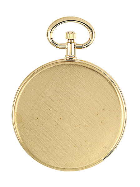 Montre de poche laiton doré, 3 aiguilles, chiffres arabes, dato 6h