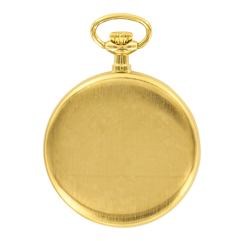 Montre de poche mécanique dorée 3 aiguilles avec cadran blanc et double affichage en chiffres arabes