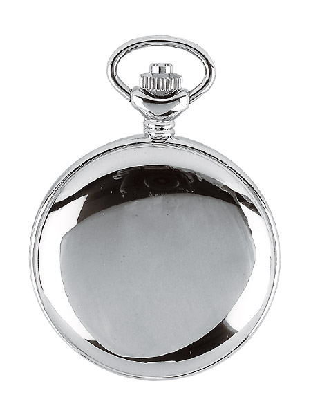 Montre de poche laiton chromé miroir à couvercle, dato 3h, 3 aiguilles, chiffres romains