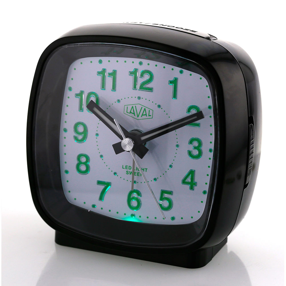 Réveil LAVAL à quartz silencieux, blanc avec lumière