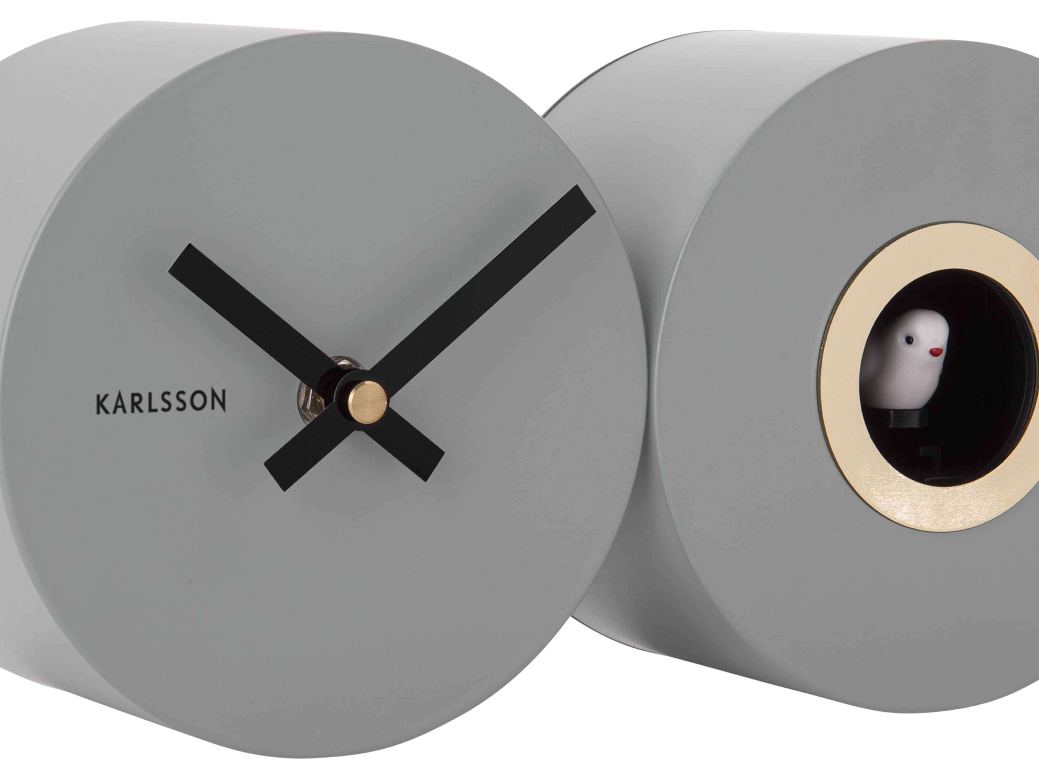 Horloge-duo murale avec coucou métal gris clair