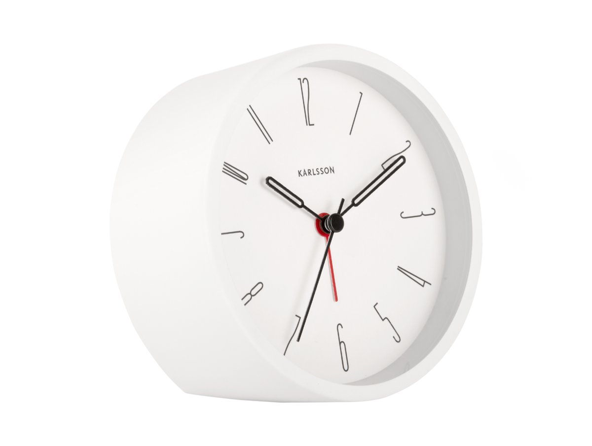 Réveil rond métal blanc