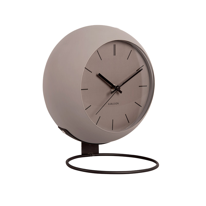 Horloge en forme de globe Nirvana grand modèle gris foncé à poser, pied métal rond
