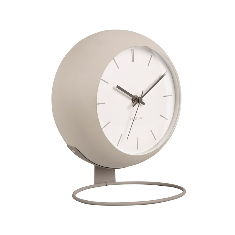 Horloge en forme de globe Nirvana grand modèle gris foncé à poser, pied métal rond