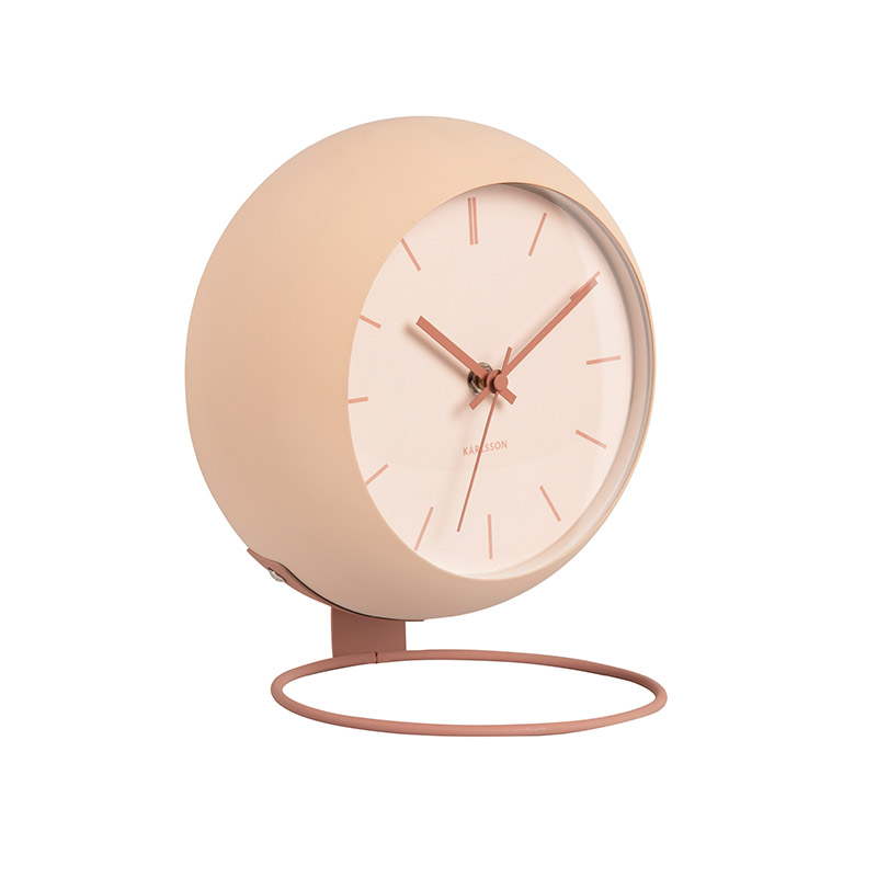 Horloge en forme de globe Nirvana grand modèle gris foncé à poser, pied métal rond