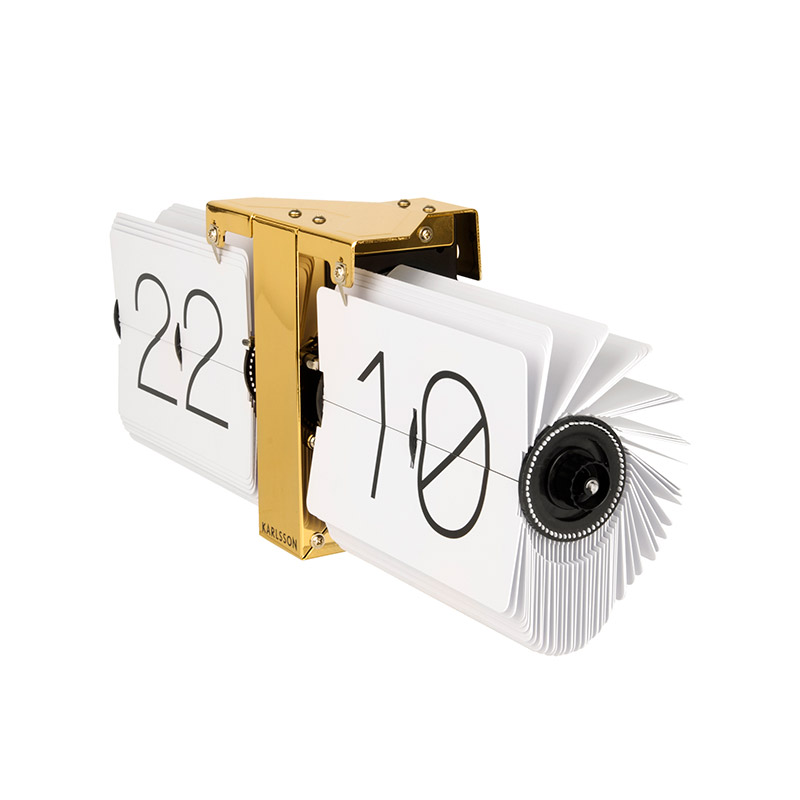 Horloge Flip blanche et en acier doré
