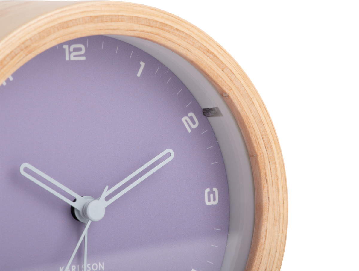 Réveil rond en bois, avec cadran bleu