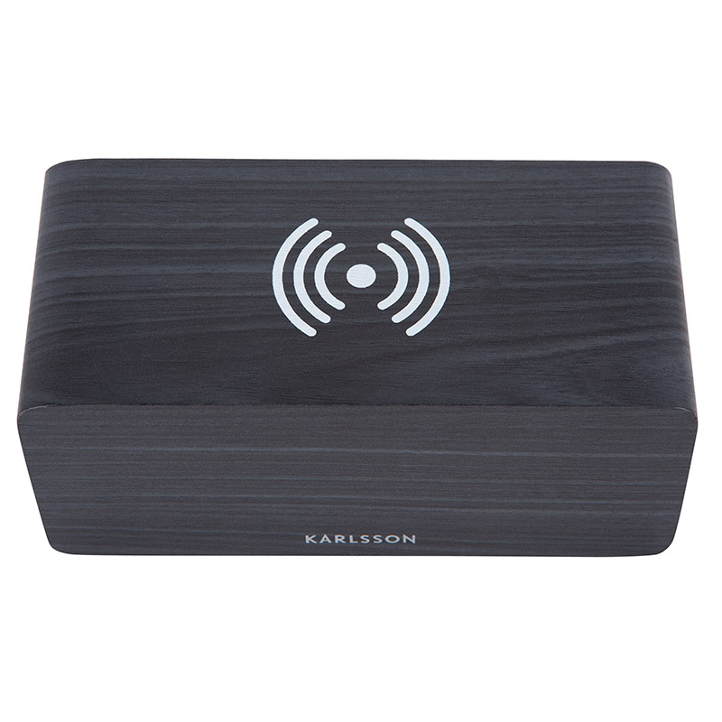 Réveil et chargeur téléphone placage en bois noir