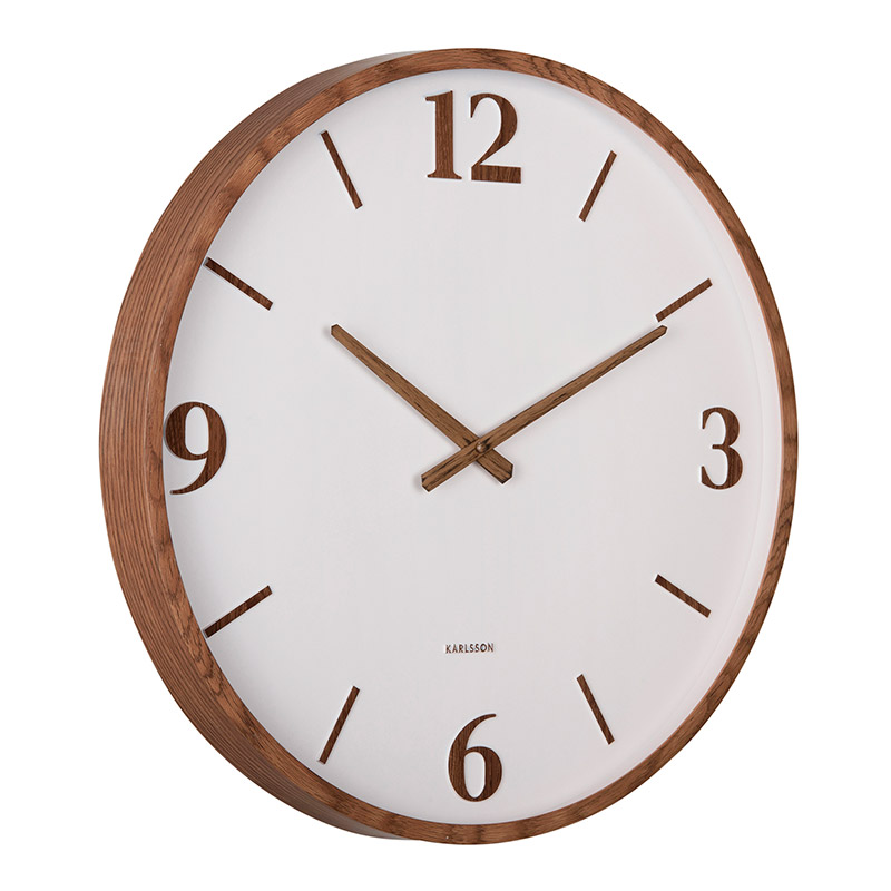 Horloge murale couleur bois et cadran vert pâle