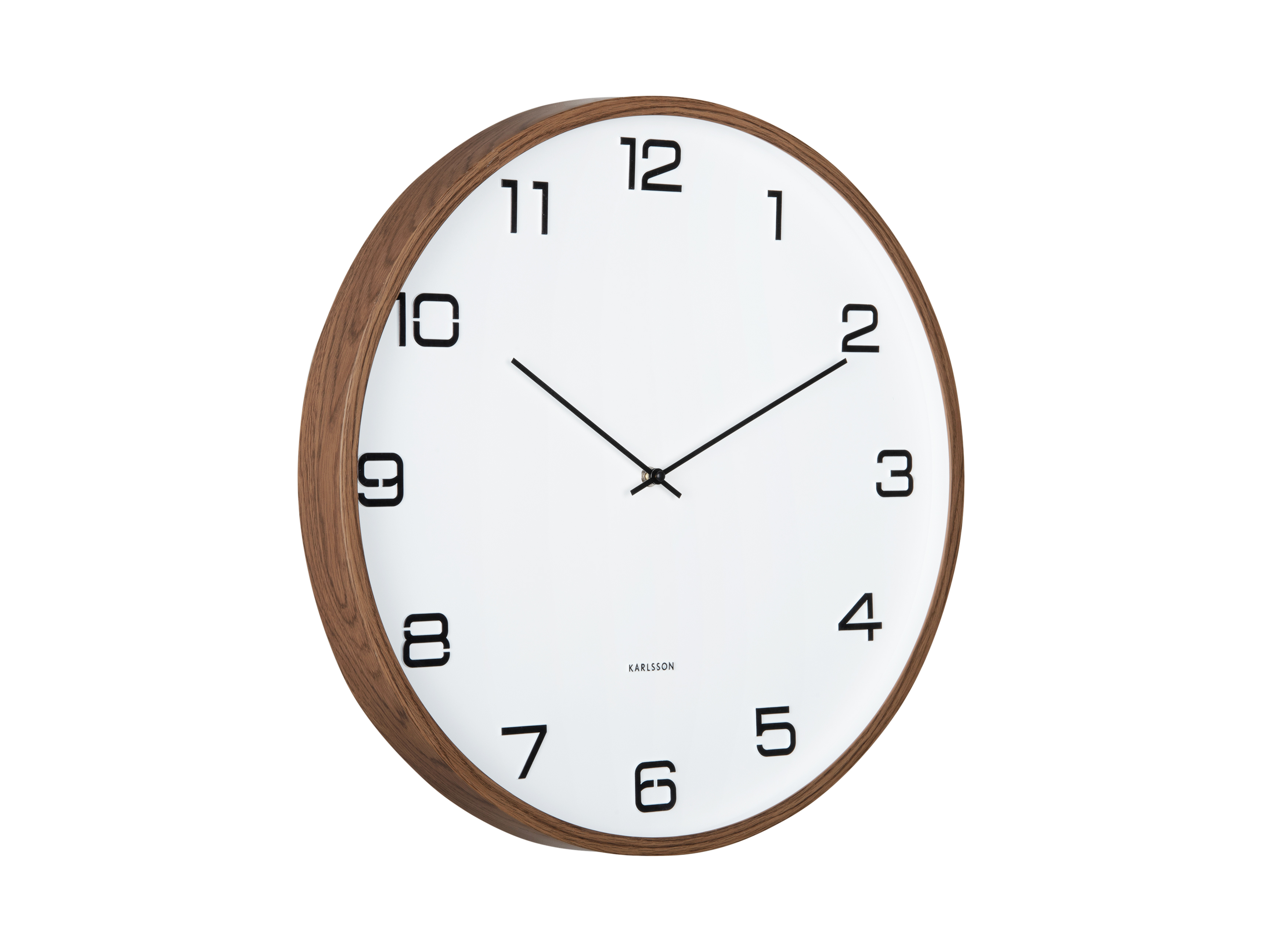Horloge murale couleur bois foncé et cadran blanc