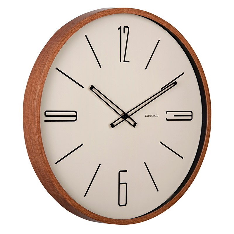 Horloge murale couleur bois foncé et cadran vert jungle