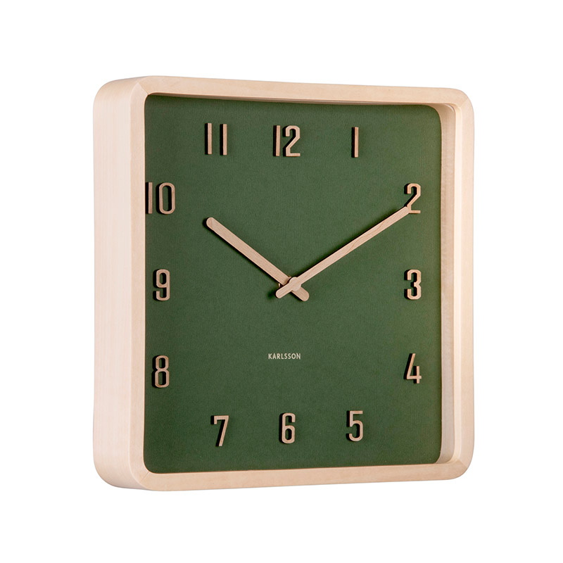 Horloge murale/table carré en noir et bois de tilleul naturel, chiffres en relief