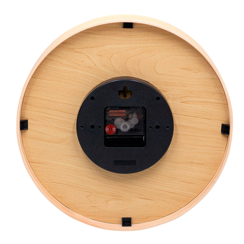 Horloge murale ronde placage en bois clair, aiguilles en forme de branche