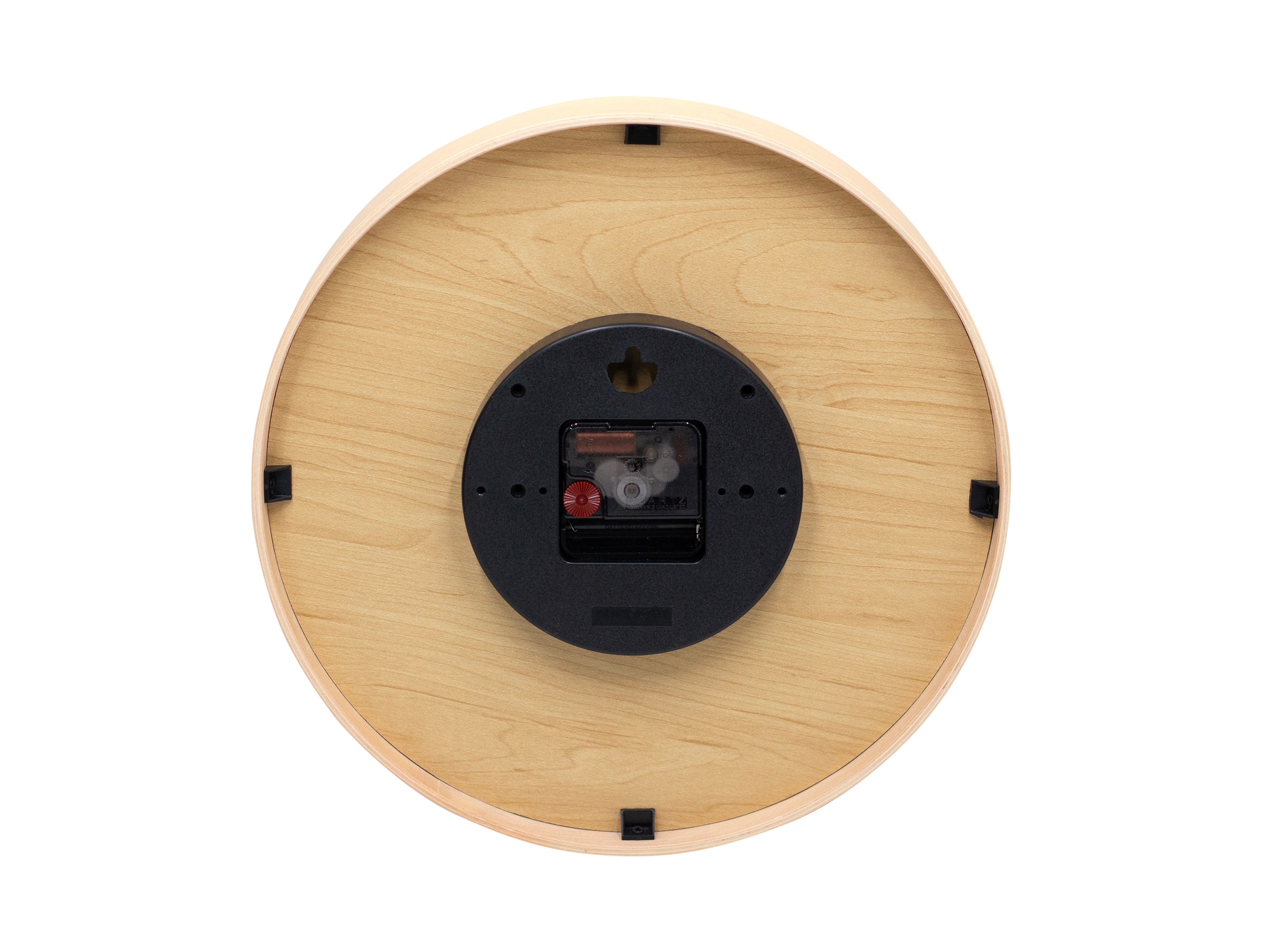 Horloge murale ronde placage en bois clair, aiguilles en forme de branche