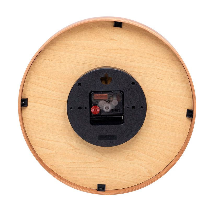 Horloge murale ronde placage en bois clair, aiguilles en forme de branche