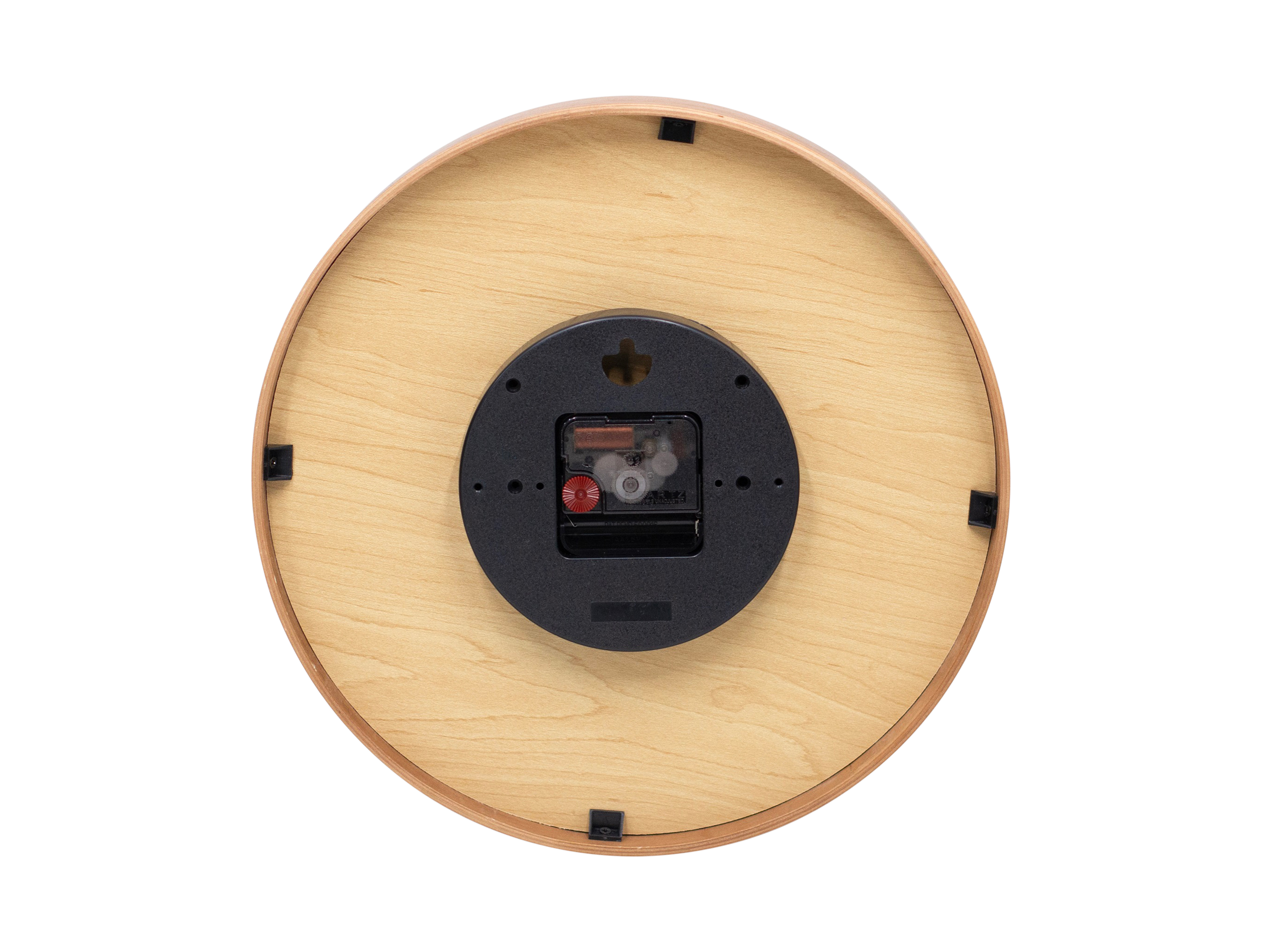 Horloge murale ronde placage en bois clair, aiguilles en forme de branche