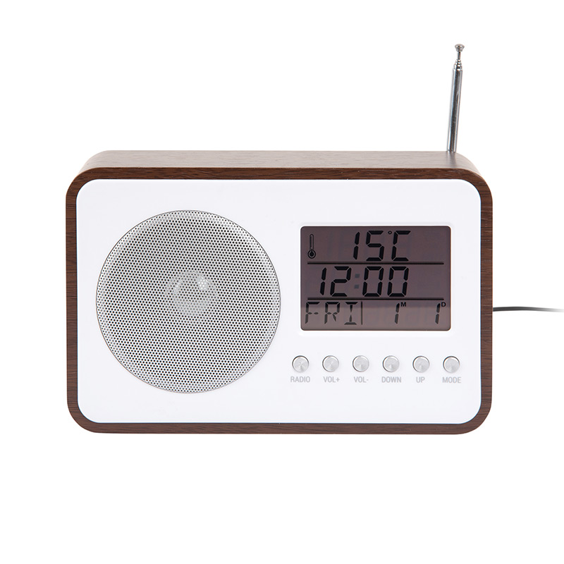 Radio-réveil couleur bois foncé