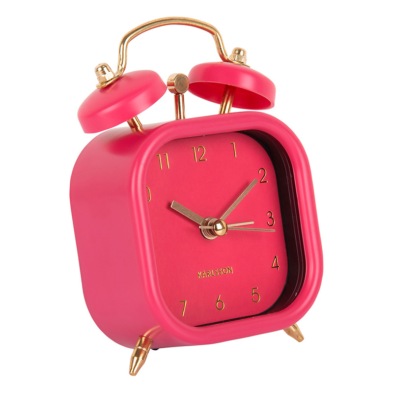 Réveil double cloches métal doré et rose mat