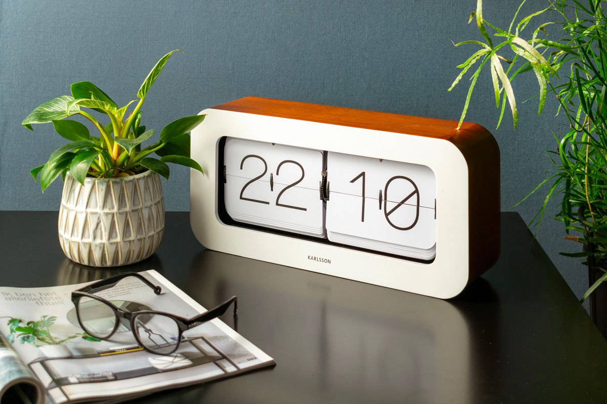 Horloge de table blanc en bambou