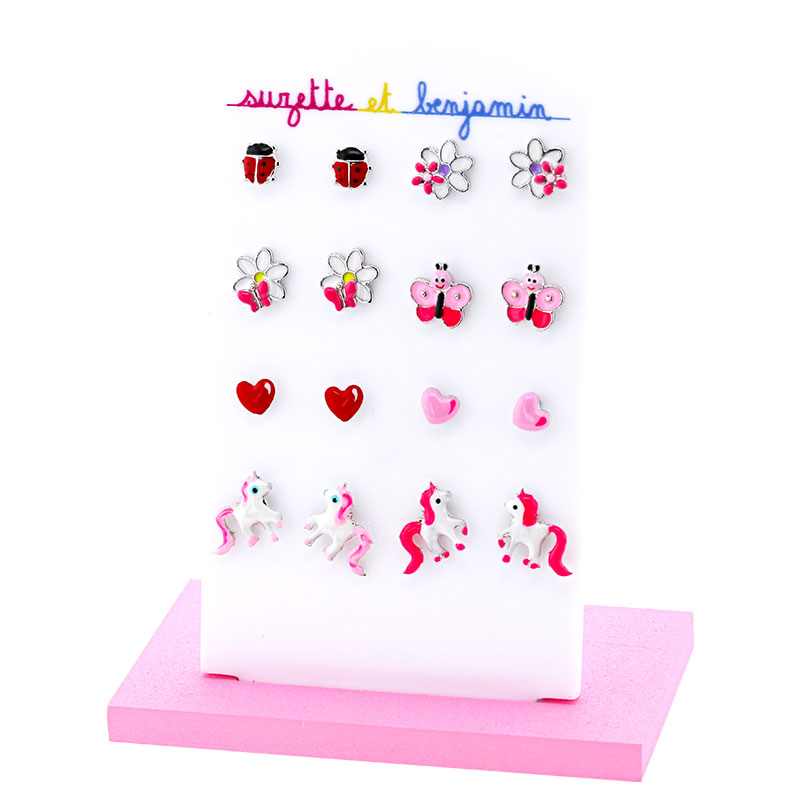 Présentoir + Boucles d'oreilles puces n°7