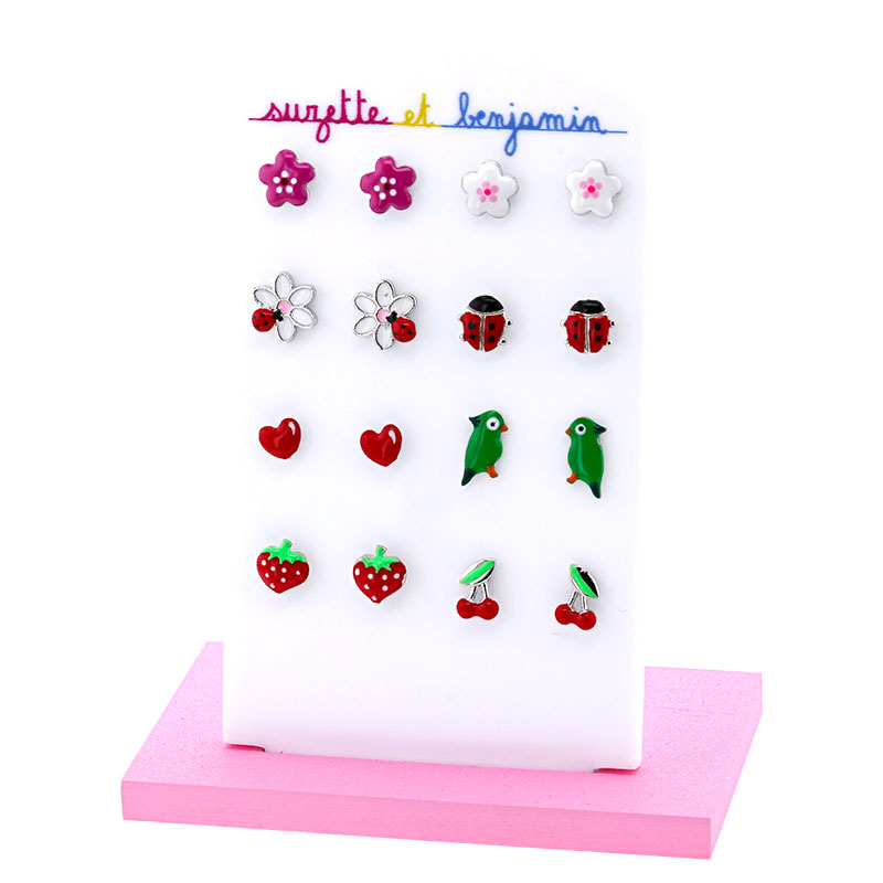 Présentoir + Boucles d'oreilles puces n°10