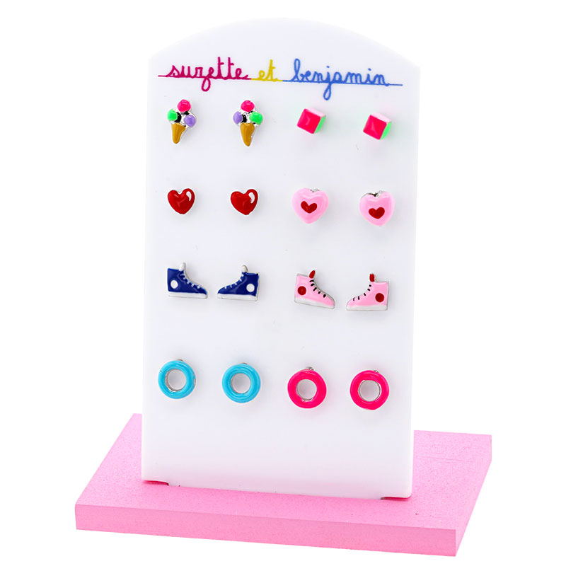 Présentoir + Boucles d'oreilles puces n°11