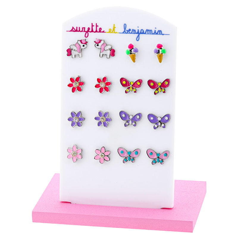 Présentoir + Boucles d'oreilles puces n°15