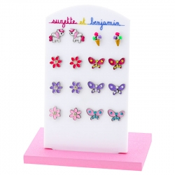 Présentoir + Boucles d'oreilles puces n°15