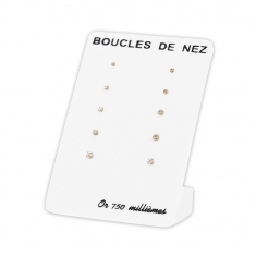 Présentoir de 10 boucles de nez Or 750/1000 avec oxydes de zirconium