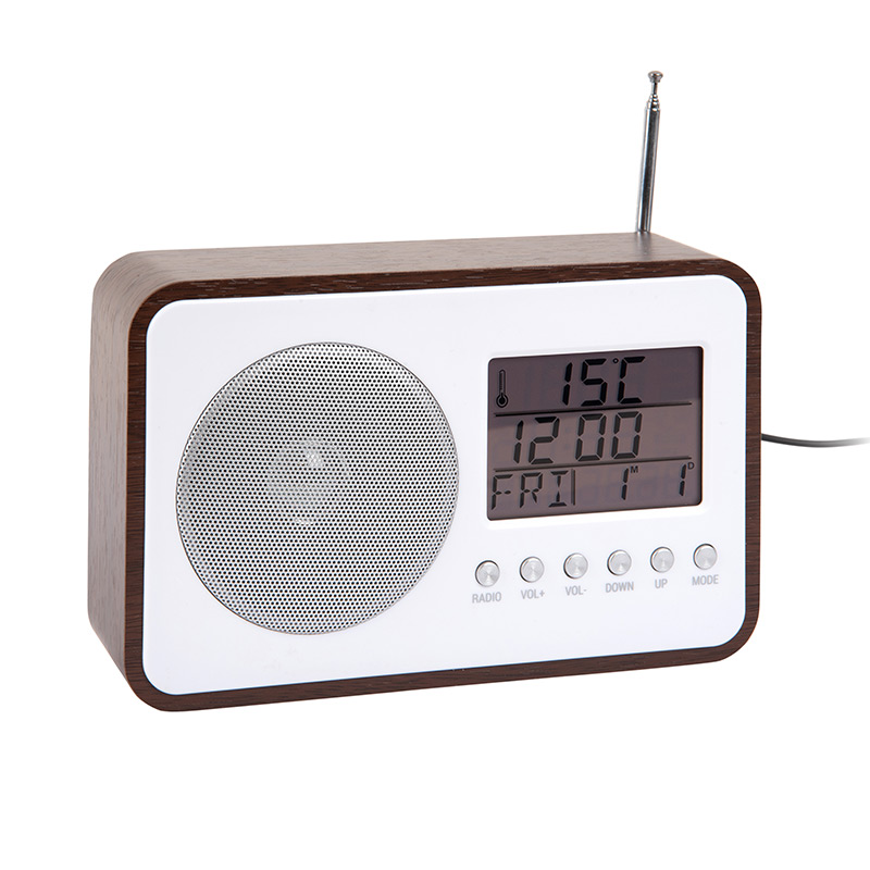 Radio-réveil couleur bois foncé