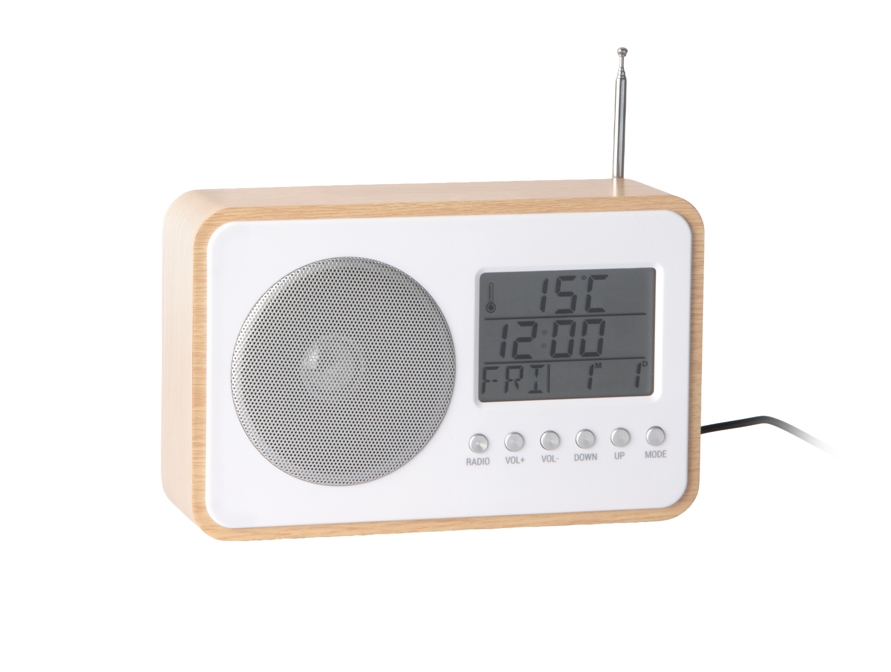 Radio-réveil couleur bois foncé