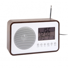 Radio-réveil couleur bois foncé