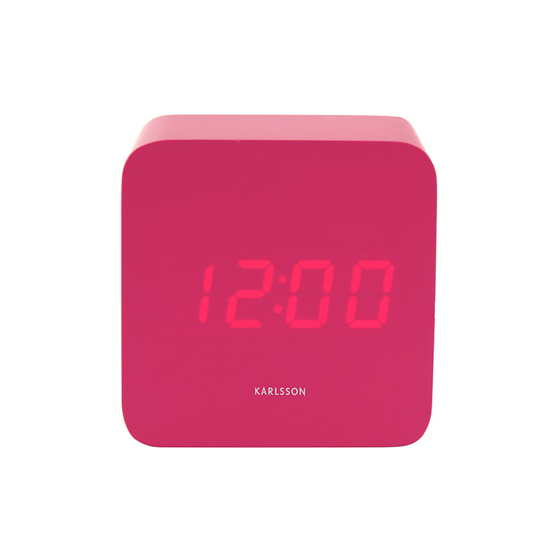 Réveil carré avec placage en bois orange